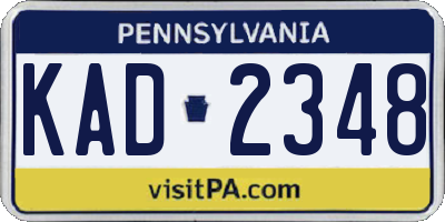 PA license plate KAD2348