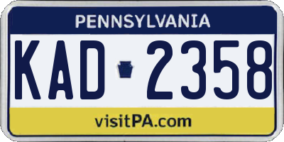PA license plate KAD2358