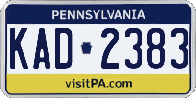 PA license plate KAD2383