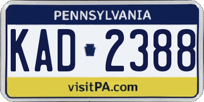 PA license plate KAD2388