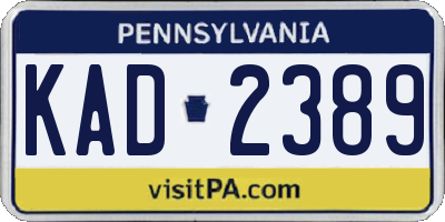 PA license plate KAD2389