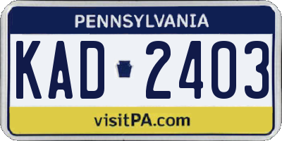 PA license plate KAD2403