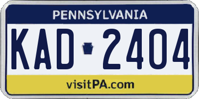 PA license plate KAD2404
