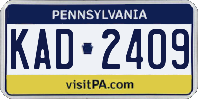 PA license plate KAD2409