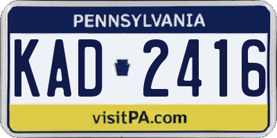PA license plate KAD2416