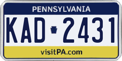 PA license plate KAD2431