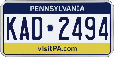 PA license plate KAD2494