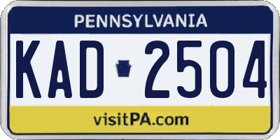 PA license plate KAD2504