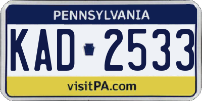 PA license plate KAD2533
