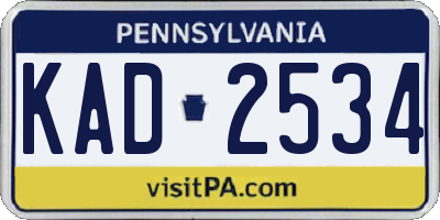 PA license plate KAD2534