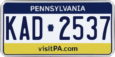 PA license plate KAD2537