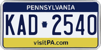 PA license plate KAD2540