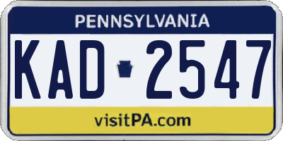 PA license plate KAD2547