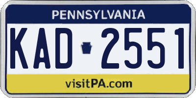 PA license plate KAD2551