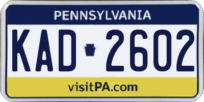 PA license plate KAD2602