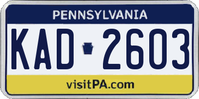 PA license plate KAD2603