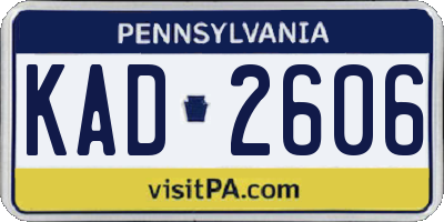 PA license plate KAD2606