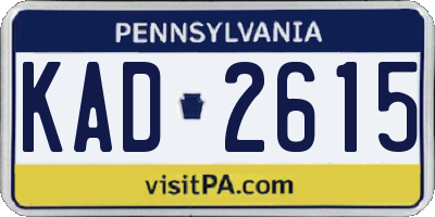 PA license plate KAD2615