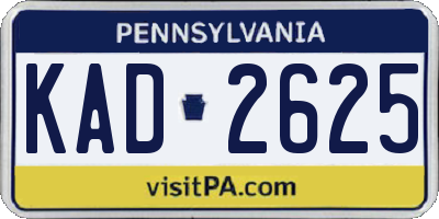 PA license plate KAD2625