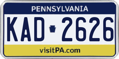 PA license plate KAD2626