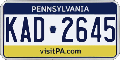 PA license plate KAD2645