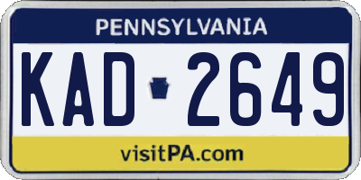 PA license plate KAD2649