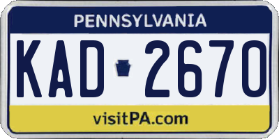 PA license plate KAD2670