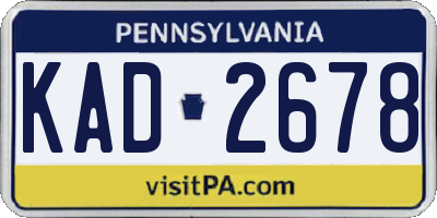 PA license plate KAD2678