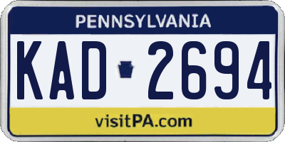 PA license plate KAD2694