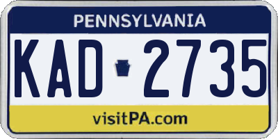 PA license plate KAD2735