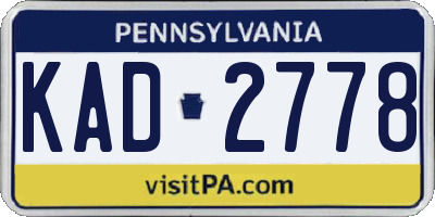 PA license plate KAD2778