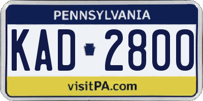 PA license plate KAD2800