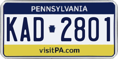 PA license plate KAD2801