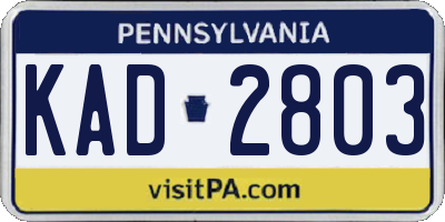 PA license plate KAD2803