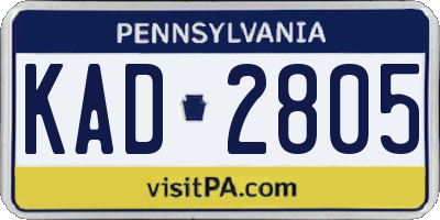 PA license plate KAD2805