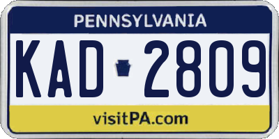 PA license plate KAD2809