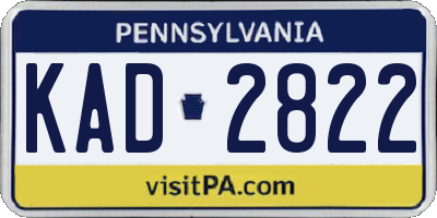 PA license plate KAD2822