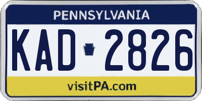 PA license plate KAD2826