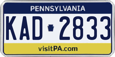 PA license plate KAD2833