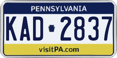 PA license plate KAD2837