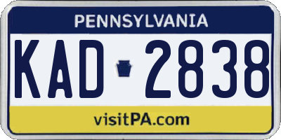PA license plate KAD2838