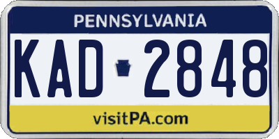PA license plate KAD2848