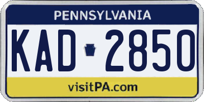 PA license plate KAD2850