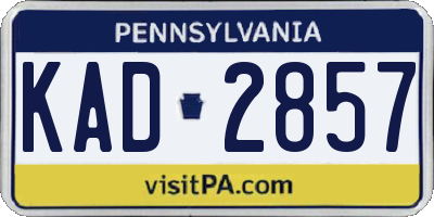 PA license plate KAD2857