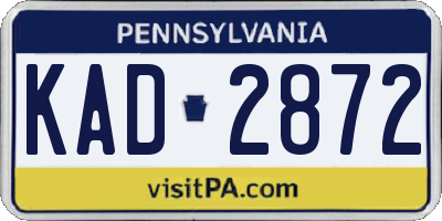 PA license plate KAD2872