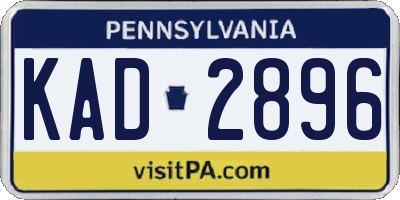 PA license plate KAD2896