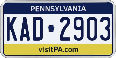 PA license plate KAD2903