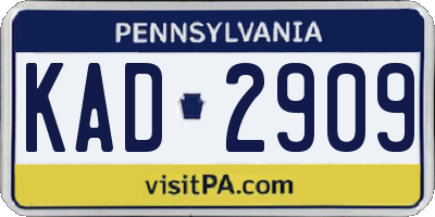 PA license plate KAD2909