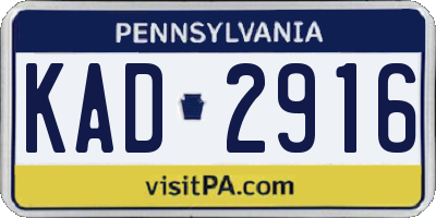 PA license plate KAD2916