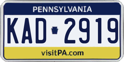 PA license plate KAD2919